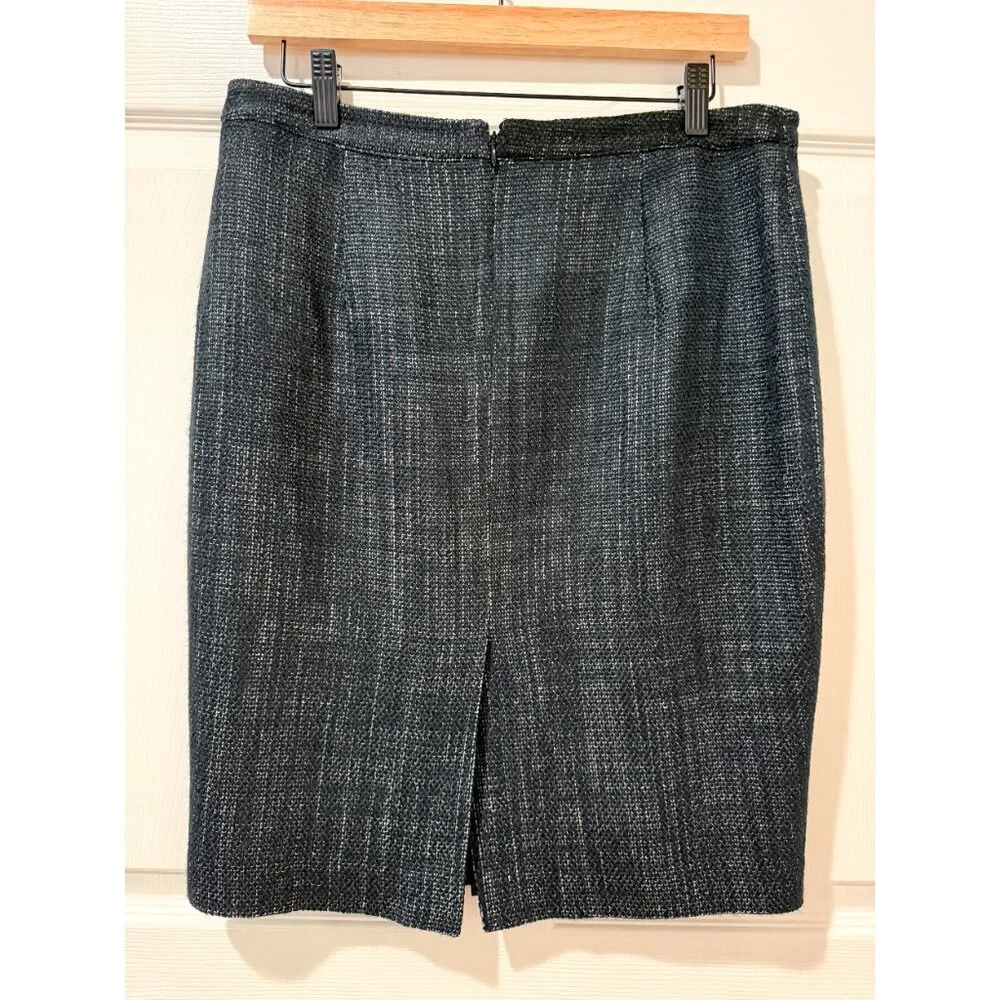 Michael Kors Tweed Pencil‎ Knee Length Skirt Black White Classic Lined Career 10